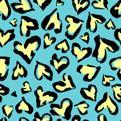Fototapeta na wymiar Leopard pattern. Seamless vector print. Abstract repeating pattern - heart leopard skin imitation can be painted on clothes or fabric. 