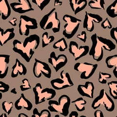 Photo sur Plexiglas Pour elle Motif léopard. Impression vectorielle continue. Motif répétitif abstrait - l& 39 imitation de peau de léopard de coeur peut être peinte sur des vêtements ou du tissu.