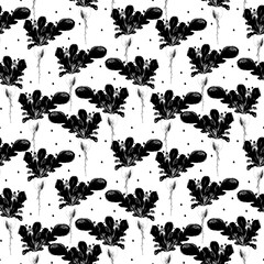 Watercolor Vegan Pattern. Seamless Hand Drawn  Vegetables. Healthy Food Print. Gardening Background. Greenery Repeatable Design for Menu, Restaurant, Salat Bar, Farmers Market. Redish. Vegetarian.