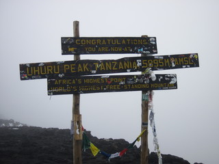 signpost on mount kilimanjaro