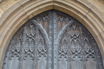 Obraz premium Wooden Door; Gloucester Cathedral
