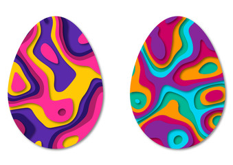 Perfect colorful easter eggs isolated on a white background. Paper cut illustration