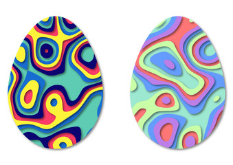 Perfect colorful easter eggs isolated on a white background. Paper cut illustration