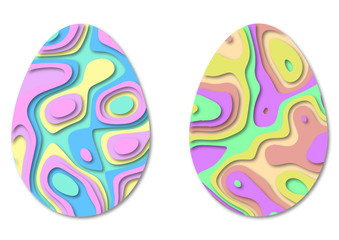 Perfect colorful easter eggs isolated on a white background. Paper cut illustration