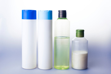 set of blank cosmetic package isolated on white background with clipping path and copy space for template design and branding