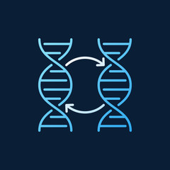 Two DNA vector colorful outline icon or logo element on dark background