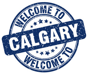 welcome to Calgary blue round vintage stamp