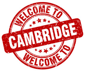 welcome to Cambridge red round vintage stamp