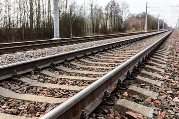 Obraz premium Railway with electric networks.