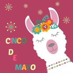 Lama on a card Cinco de Mayo
