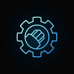 Fiber optic cable in gear vector blue linear icon on dark background