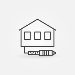 House with Optic Cable vector concept icon in thin line style