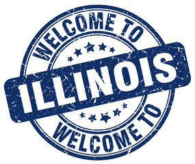 welcome to Illinois blue round vintage stamp