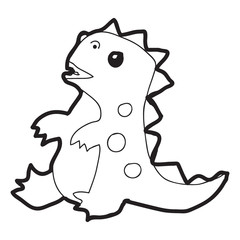 Cartoon doodle illustration of cute dinosaur for coloring book, t-shirt print design, greeting card