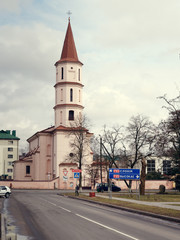 Fototapeta premium Brest, BELARUS - MARCH 18, 2019: Church and church in Ruzhany
