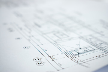 Close up picture of construction planning and design.