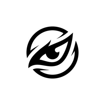 Black Eagle Eyes Bird Hawk Animal Black Circle Vector Logo Design Inspiration