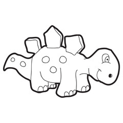 Cartoon doodle illustration of cartoon dinosaur for coloring book, t-shirt print design, greeting card