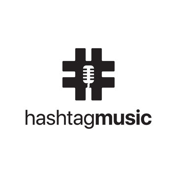 hashtag with microphone podcast logo design concept