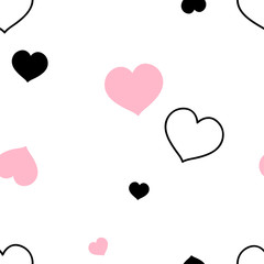 Doodle heart small-scaled vector seamless background. Simple cute romantic pattern. Perfect for baby girlish design, kids fashion fabric prints, bedding and sleepwear.