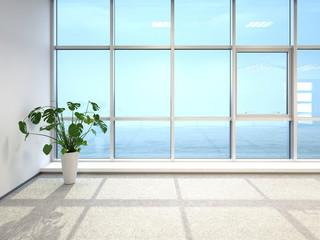 Fresh bright airy tiled room with sea view