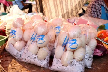 Fototapeta na wymiar white eggs in market