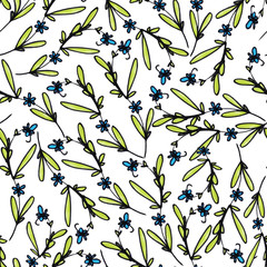 Seamless floral pattern. Flowers painted with markers. Print for fabric and other surfaces