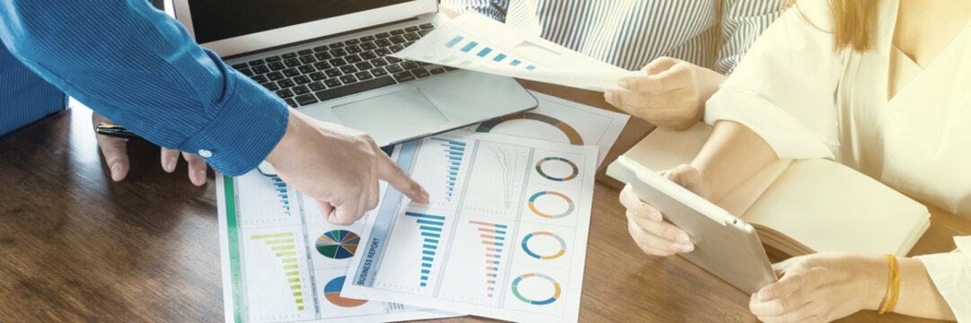 People and team online business meeting report analysis