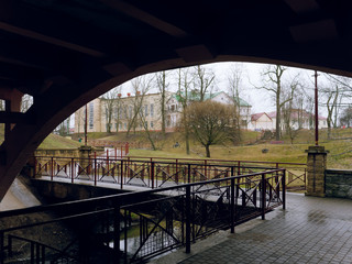 GRODNO, BELARUS - MARCH 18, 2019: Park Azheshka in the city of Grodno.