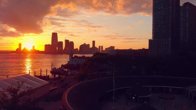 Top view of New York with Paulus hook on the skyline