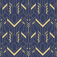 Abstract blue art deco seamless pattern 14