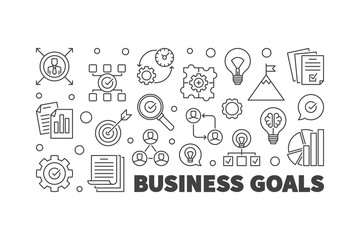 Business Goals concept banner. Vector outline illustration