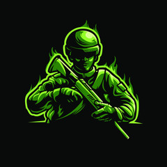 Fototapeta na wymiar army soldier logo e sport