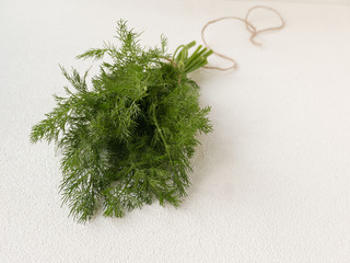 bundle of dill on the white background
