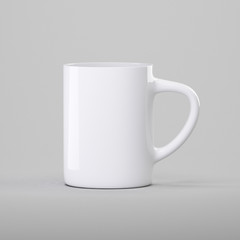White empty coffee mug template solated on white background. 3d illustration