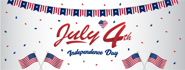Obraz premium Basic RGB4 july usa happy independence day greeting for social media fan page wall size banner with american flag and red blue pattern