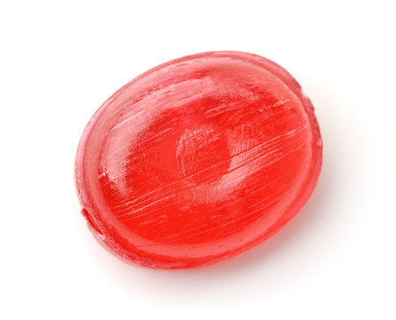 Top view of red hard candy