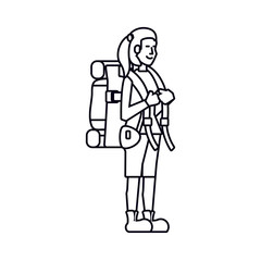 traveler woman with travel bag avatar character
