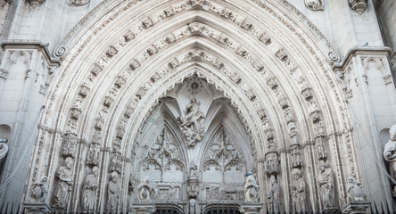 architectural detail of the Cathedral of St. Mary of Toledo, spain