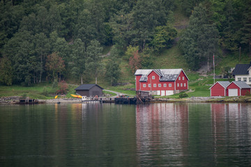 Red house on the fjord