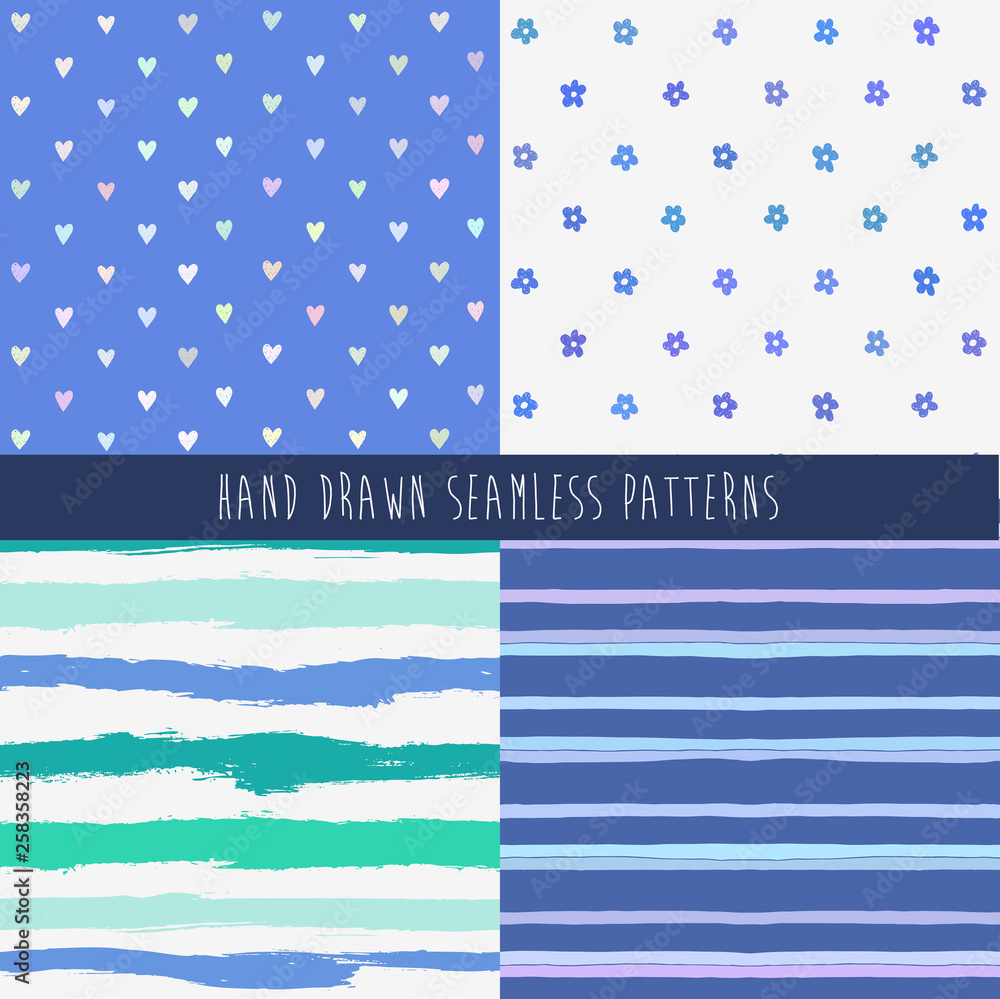 Poster set of abstract hand drawn patterns. vector illustration.