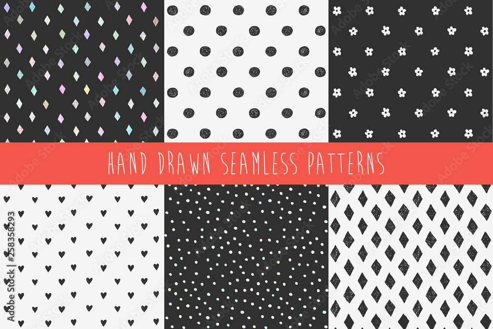 Poster set of abstract hand drawn patterns. vector illustration.