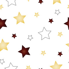 seamless pattern with stars in brown and beige colors isolated on white background