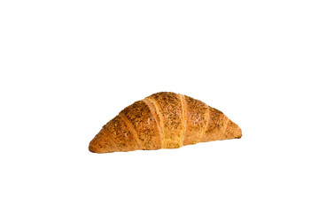 One zaatar croissant isolated on white background, no shadow