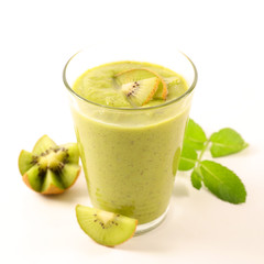 kiwi fruit smoothie on white background