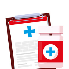medical order checklist and medicine icons