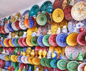 Ceramic dishes and other ceramic products made by Moroccan craftsmen by hand