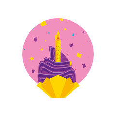 sweet cupcake with candle birthday