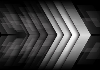 Abstract grey metallic arrow direction overlap on dark speed design modern futuristic background vector illustration.