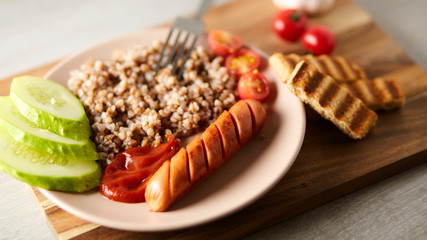 buckwheat porridge with sausage